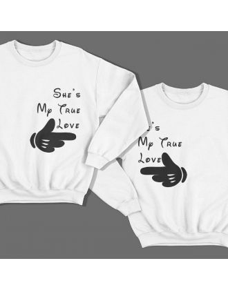 Парные свитшоты для влюбленных "She's/He's my true love (Она/Он моя настоящая любовь)" Парные свитшоты для влюбленных "She's/He's my true love (Она/Он моя настоящая любовь)"